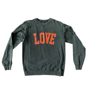 Zutter USA Women's‎ M Blue "LOVE" Graphic Crew Neck Sweatshirt Casual